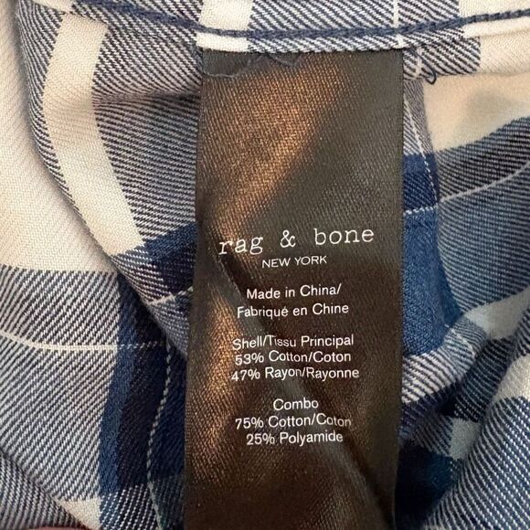 Rag & Bone Shirt Size XXL Fit 2 Plaid Tomlin Blue Indigo Plaid $225.00 - Picture 9 of 10